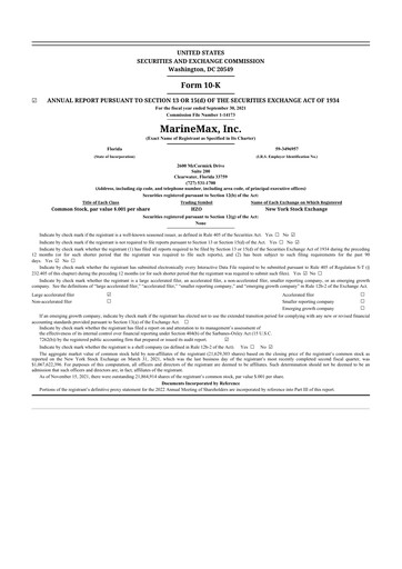 Thumbnail MarineMax 10-K Annual Report 2021