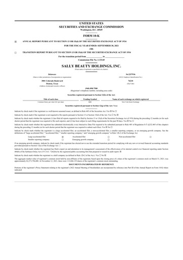 Thumbnail Sally Beauty Holdings 10-K Annual Report 2021