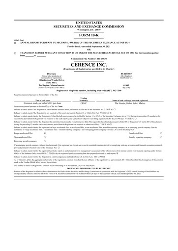 Thumbnail Cerence 10-K Annual Report 2021