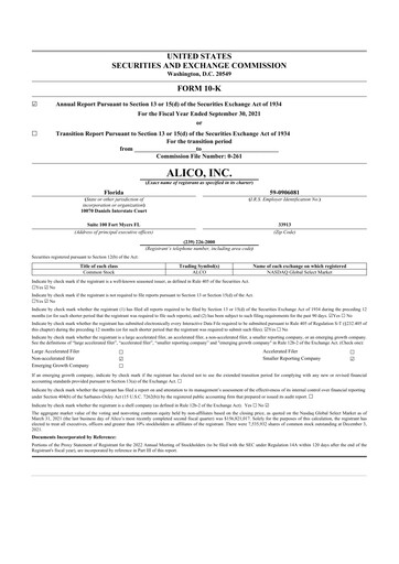 Thumbnail Alico
 10-K Annual Report 2021