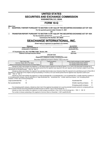 Thumbnail SeaChange International 10-Q Quarterly Report FY2022 