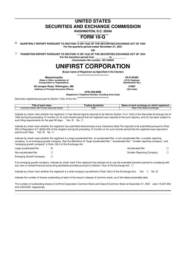 Vorschaubild UniFirst 10-Q Quartalsbericht  