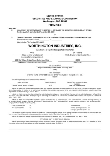 Miniature Worthington Enterprises 10-Q Rapport trimestriel  