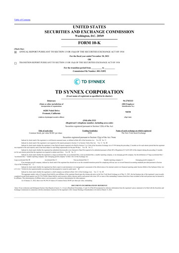 Thumbnail TD Synnex 10-K Annual Report 2021