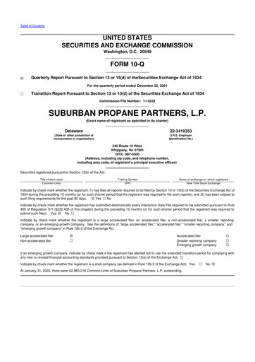 Thumbnail Suburban Propane Partners 10-Q Quarterly Report FY2022 