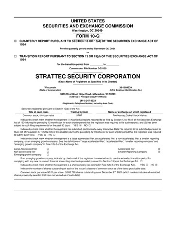 Vorschaubild Strattec Security 10-Q Quartalsbericht  