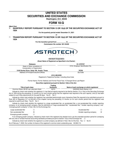 Thumbnail Astrotech 10-Q Quarterly Report FY2022 