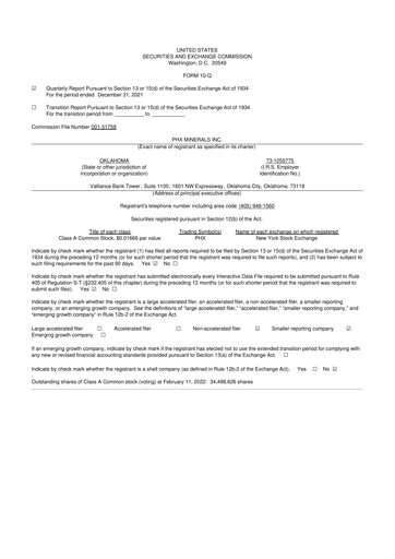 Thumbnail PHX Minerals 10-Q Quarterly Report FY2022 