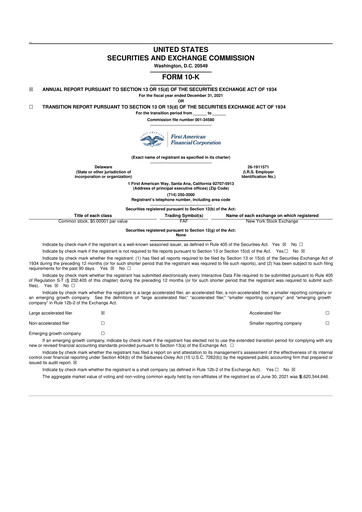 Miniature First American Financial Corporation 10-K Rapport annuel 2021