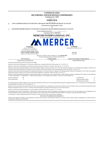 Thumbnail Mercer International 10-K Annual Report 2021