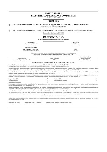 Thumbnail CoreCivic 10-K Annual Report 2021