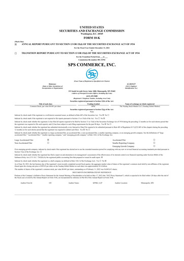 Thumbnail SPS Commerce
 10-K Annual Report 2021