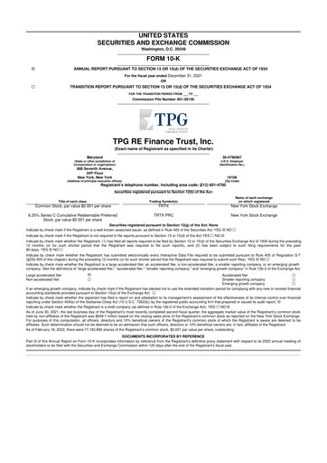 Thumbnail TPG Real Estate Finance Trust
 10-K Annual Report 