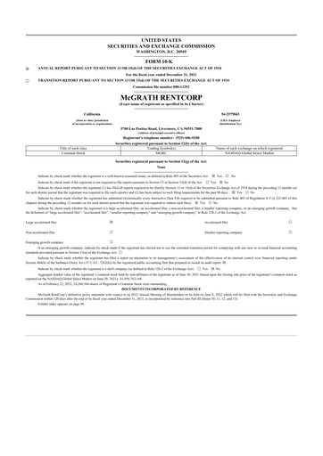 Thumbnail McGrath RentCorp
 10-K Annual Report 2021