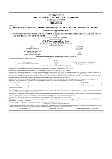 Thumbnail C4 Therapeutics 10-K Annual Report 