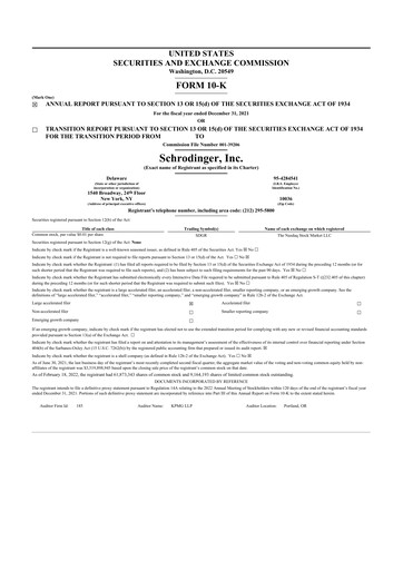 Thumbnail Schrödinger 10-K Annual Report 2021