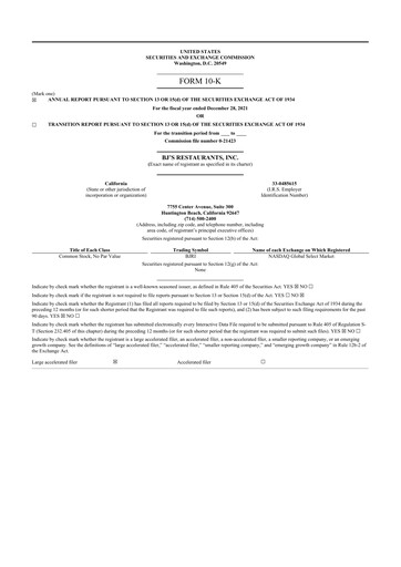 Thumbnail BJ's Restaurants
 10-K Annual Report 2021