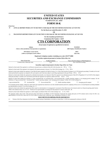 Thumbnail CTS Corporation 10-K Annual Report 2021