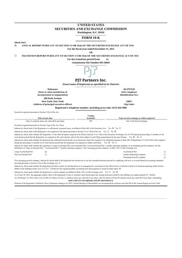 Miniature PJT Partners
 10-K Rapport annuel 2021