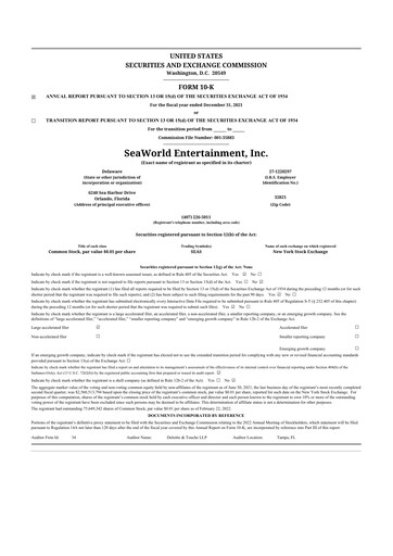 Thumbnail United Parks & Resorts 10-K Annual Report 2021