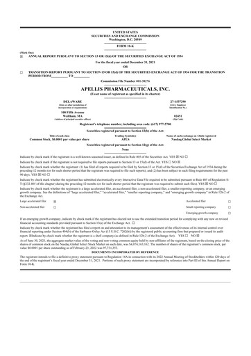 Miniature Apellis Pharmaceuticals 10-K Rapport annuel 2021