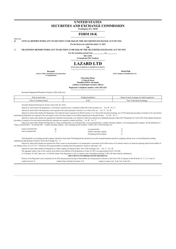 Thumbnail Lazard 10-K Annual Report 2021