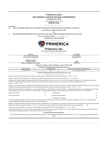 Thumbnail Primerica
 10-K Annual Report 2021