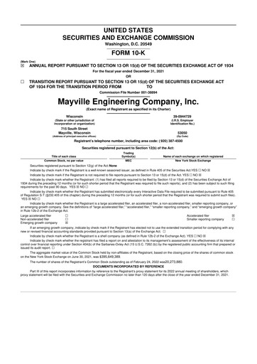 Thumbnail Mayville Engineering Company 10-K Annual Report 2021