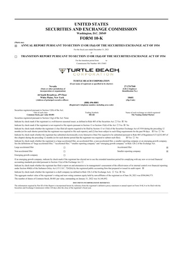 Thumbnail Turtle Beach Corp
 10-K Annual Report 2021