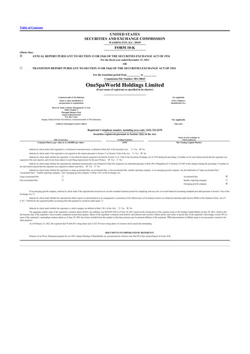 Thumbnail OneSpaWorld 10-K Annual Report 2021