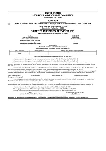 Thumbnail Barrett Business Services 10-K Annual Report 