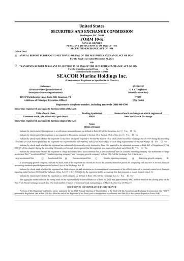 Thumbnail SEACOR Marine 10-K Annual Report 2021