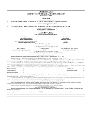 Thumbnail Identiv 10-K Annual Report 2021