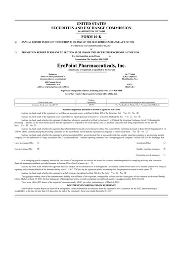 Vorschaubild EyePoint Pharmaceuticals
 10-K Jahresbericht 2021