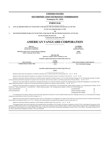 Thumbnail American Vanguard 10-K Annual Report 2021