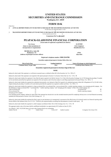 Thumbnail Peapack-Gladstone Financial 10-K Annual Report 2021