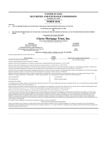 Thumbnail Claros Mortgage Trust 10-K Annual Report 2021