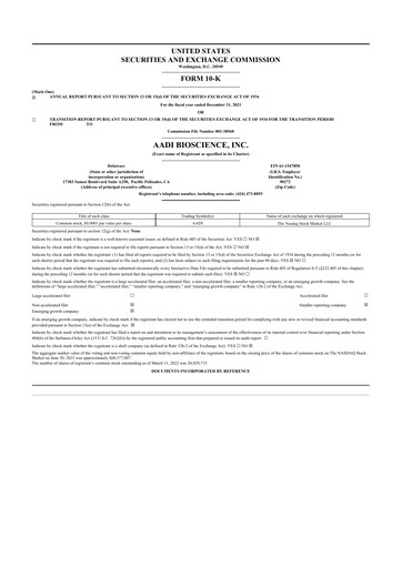 Thumbnail Aadi Bioscience 10-K Annual Report 2021