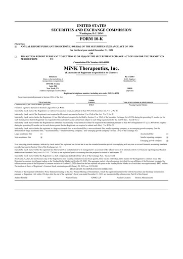 Vorschaubild MiNK Therapeutics 10-K Jahresbericht 2021