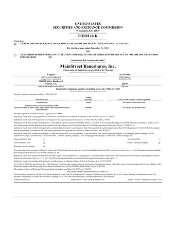 Thumbnail MainStreet Bancshares 10-K Annual Report 2021
