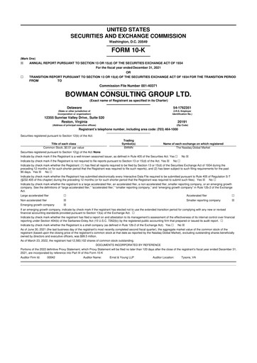 Miniature Bowman Consulting Group 10-K Rapport annuel 2021