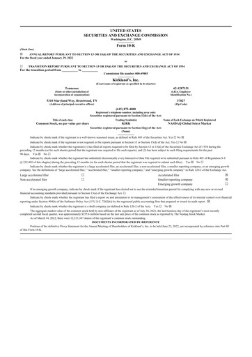 Thumbnail Kirkland's 10-K Annual Report 2021