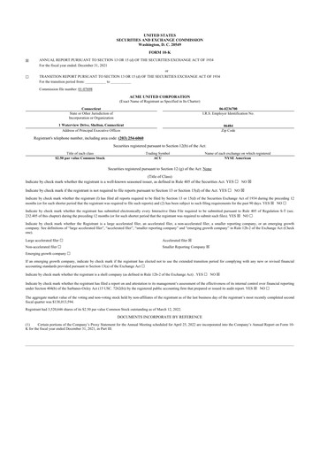 Vorschaubild Acme United 10-K Jahresbericht 2021