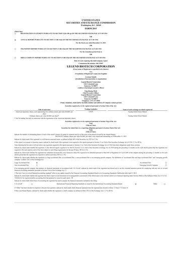 Vorschaubild Legend Biotech 20-F Jahresbericht 2021