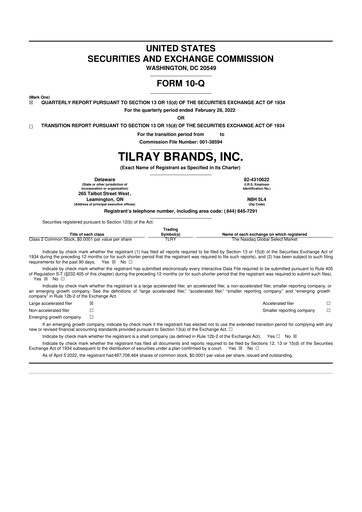 Miniature Tilray Brands
 10-Q Rapport trimestriel 2022 