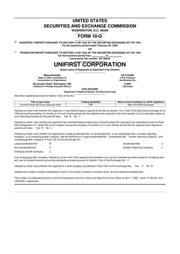 Vorschaubild UniFirst 10-Q Quartalsbericht 2022 