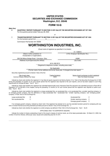 Miniature Worthington Enterprises 10-Q Rapport trimestriel 2022 