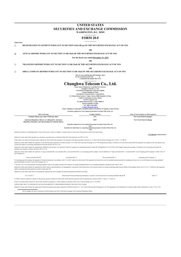 Thumbnail Chunghwa Telecom 20-F Annual Report 2021