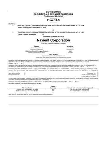 Thumbnail Navient 10-Q Quarterly Report FY2022 