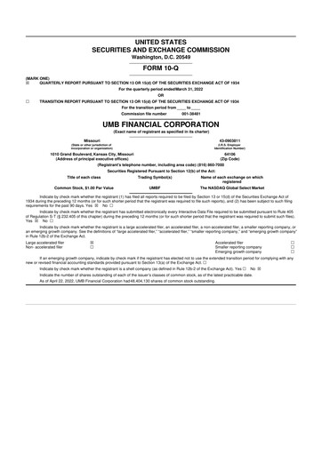Thumbnail UMB Financial 10-Q Quarterly Report FY2022 